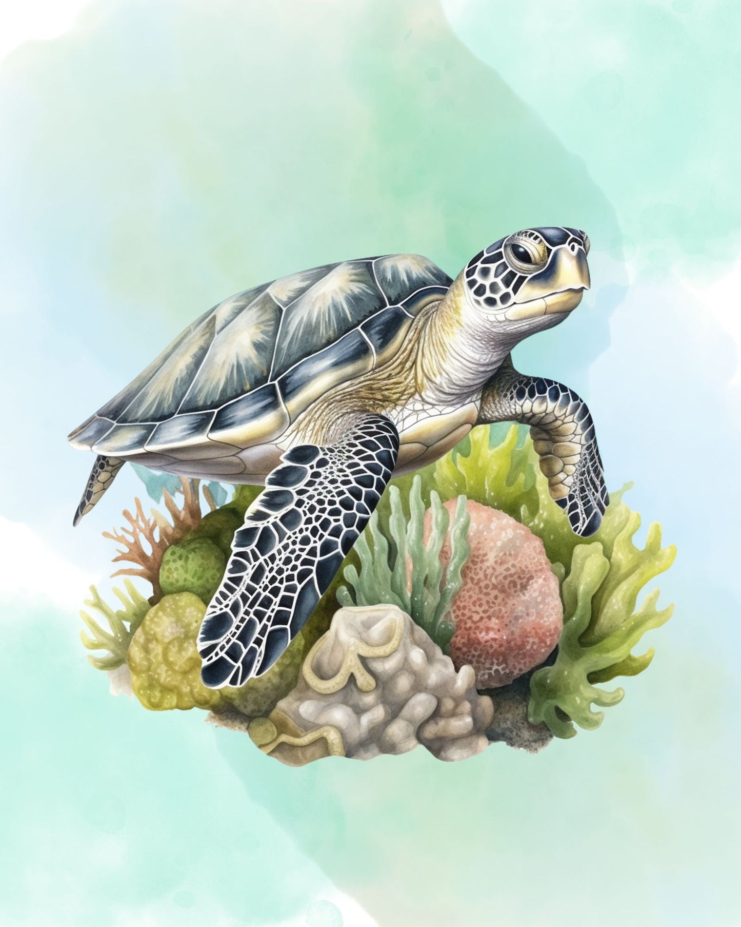 Sea turtle 8x10 art print - Latitudes Designs