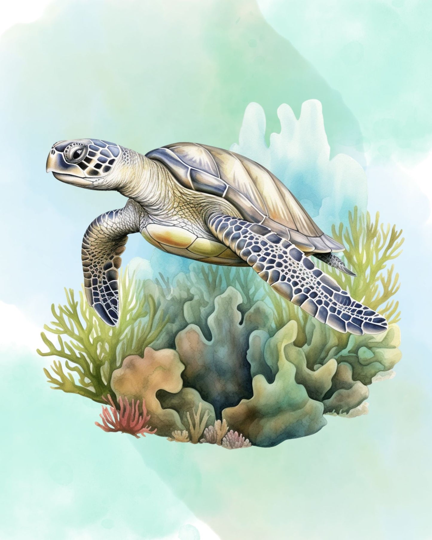Sea turtle 8x10 art print - Latitudes Designs