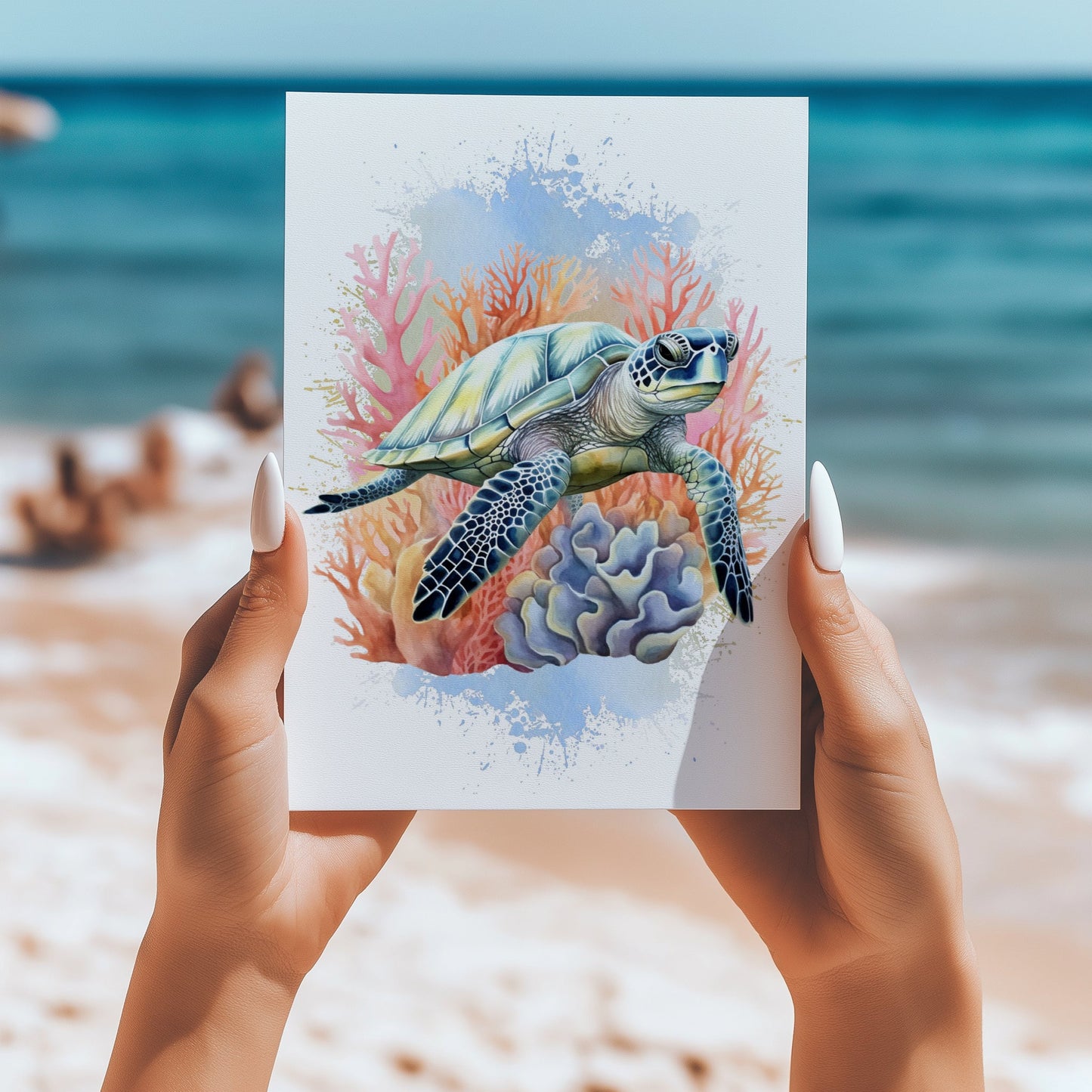 Sea turtles 5x7 card - Latitudes Designs