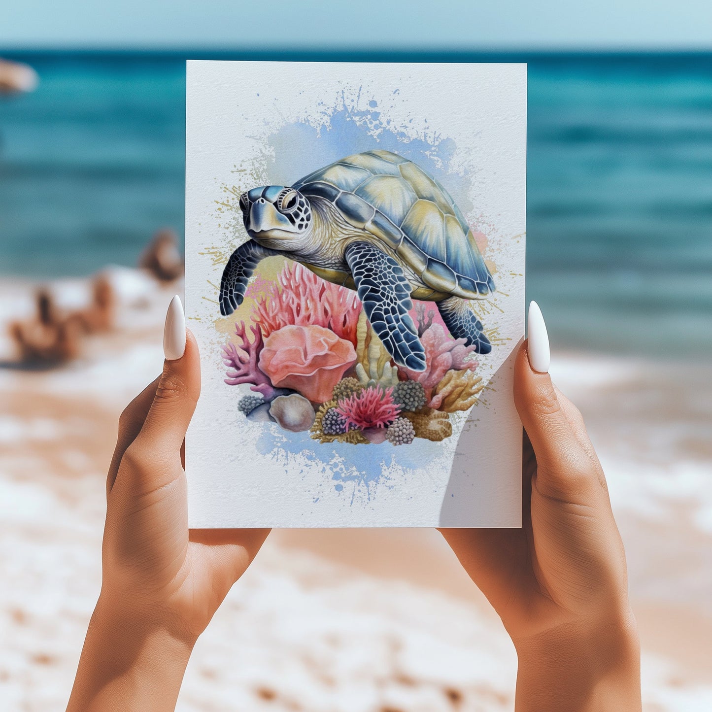 Sea turtles 5x7 card - Latitudes Designs