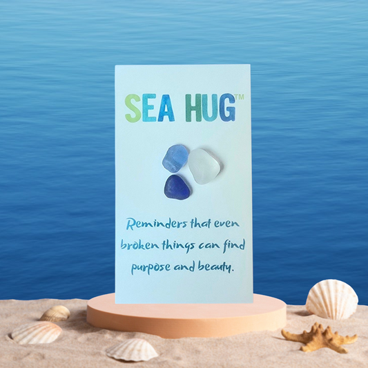 Sea Hug blues beach glass pocket hug card