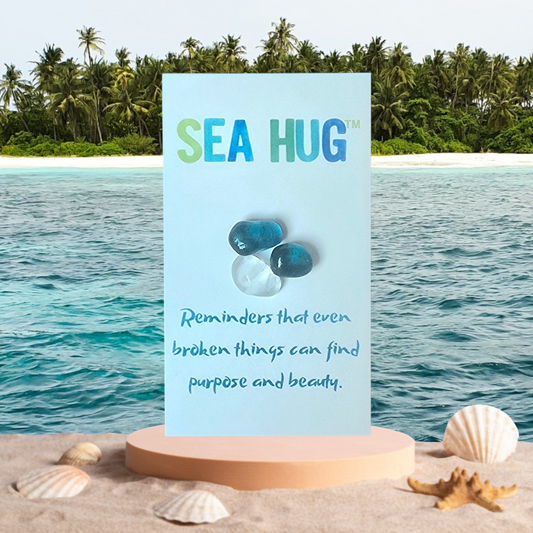 Sea Hug green beach glass pocket hug card