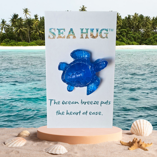 Sea Hug blue sea turtle pocket hug card
