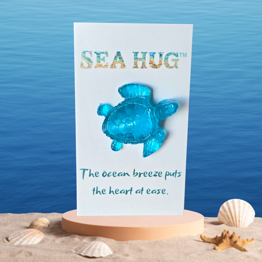 Sea Hug turquoise sea turtle pocket hug card