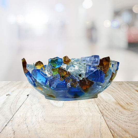 Seaglass bowl TM Atlantic blend - medium bowl - Patent Pending - Latitudes Designs