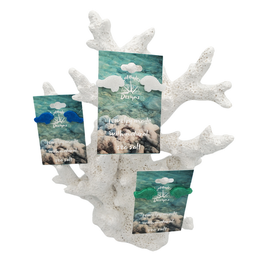 Manatees stud earrings made with natural ocean sea salt - Latitudes Designs