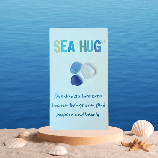 Sea Hug blues beach glass pocket hug card - Latitudes Designs