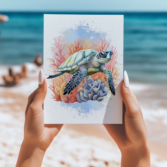 Sea turtles 5x7 card - Latitudes Designs