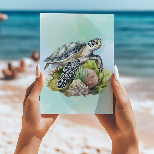 Sea turtles 5x7 card - Latitudes Designs