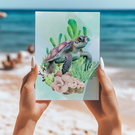 Sea turtles 5x7 card - Latitudes Designs