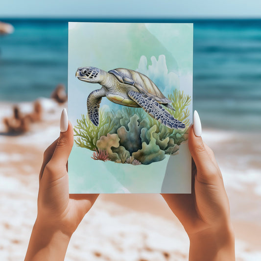 Sea turtles 5x7 card - Latitudes Designs