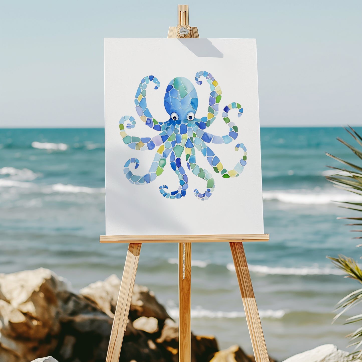 Seaglass Octopus 8x10 art print